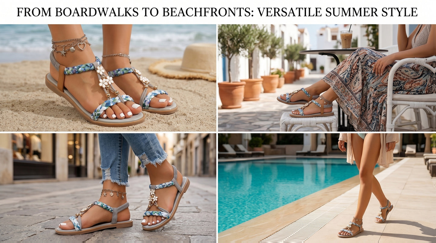 Trendy Floral Embellished Beach Sandals for Women - 3-Day Delivery From Local Stock, Ideal for Beach Vacations