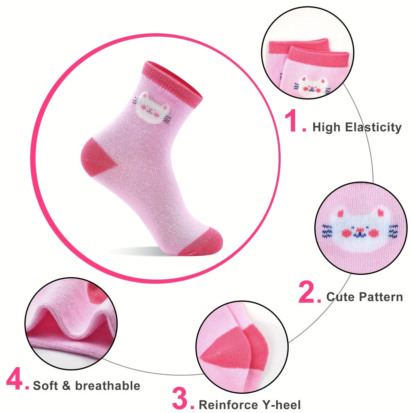 24 Pairs Of Mid-calf Socks for Girls Aged 1 to 14, Cartoon Style, Solid Color And Lace Lace, Randomly Dispatched. Local Warehouse Shipping, Available for Delivery Within 2 to 5 Days