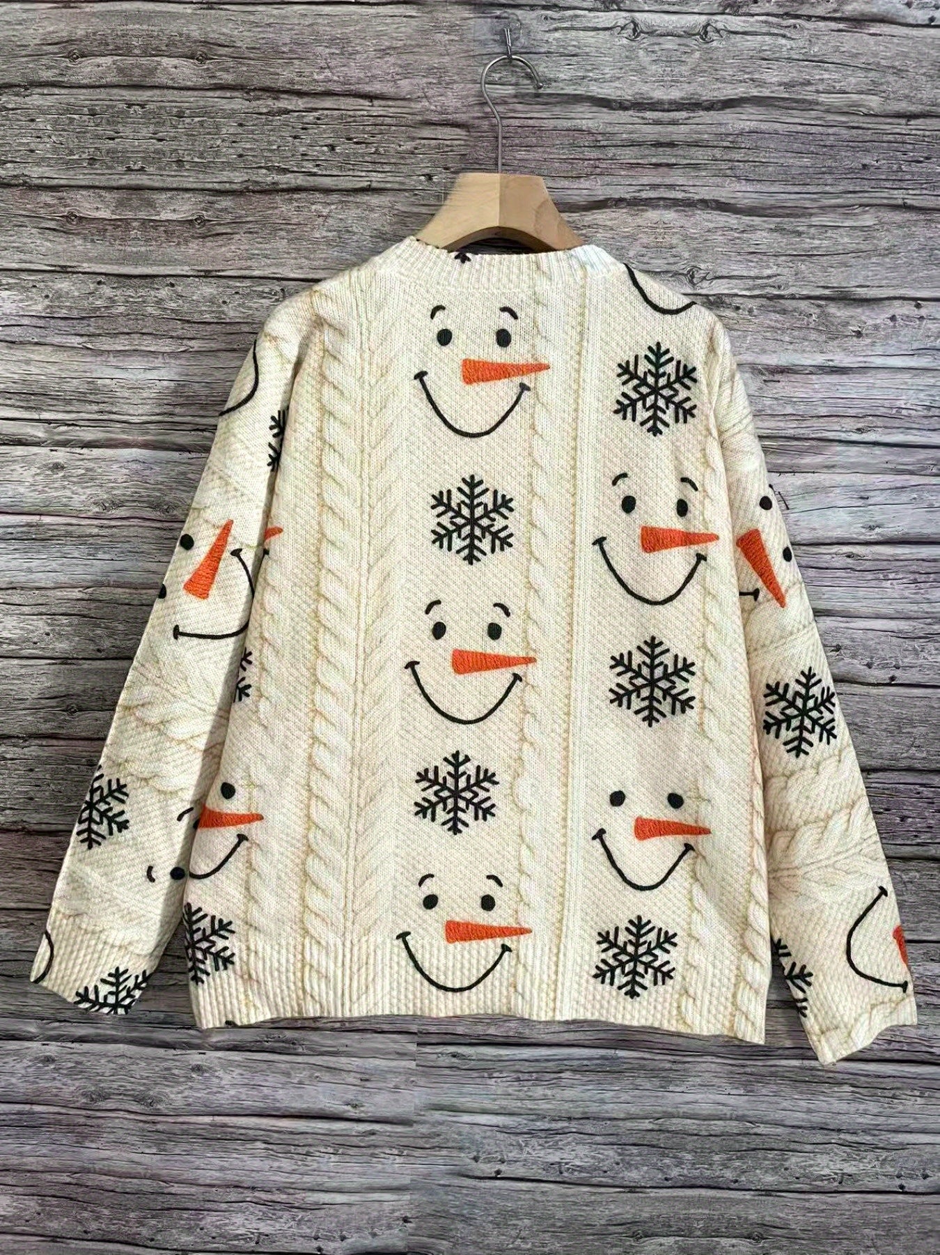 2D Printed Women's Sweater Cardigan 2026 Spring New European and American Snowman Snowflake Pattern Winter Coat Button-Up Top Fashion Trend Soft Comfortable Low Price Valentine's Day St. Patrick's Day Gift
