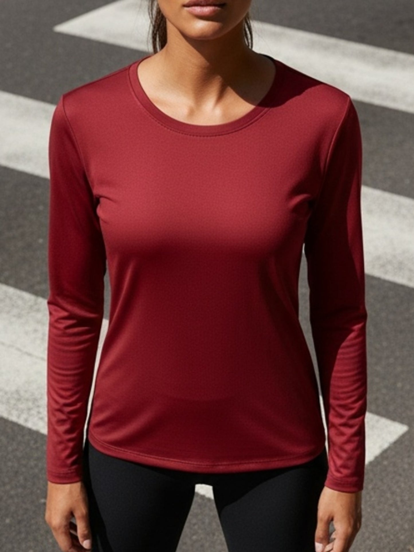 Five Pieces of Women'S Long-Sleeve T-Shirts with a Round Neck in Various Colors, Suitable for, Fitness, And Outdoor, Featuring Breathable Fabric