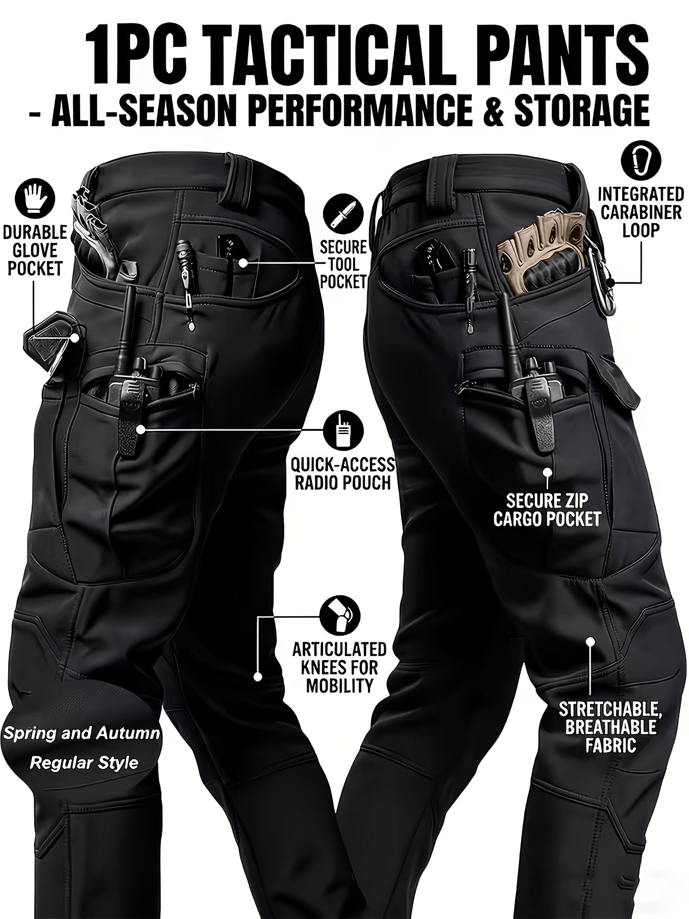 Men's Color C (with belt) Polyester Cargo Cargo Pants - product view 24