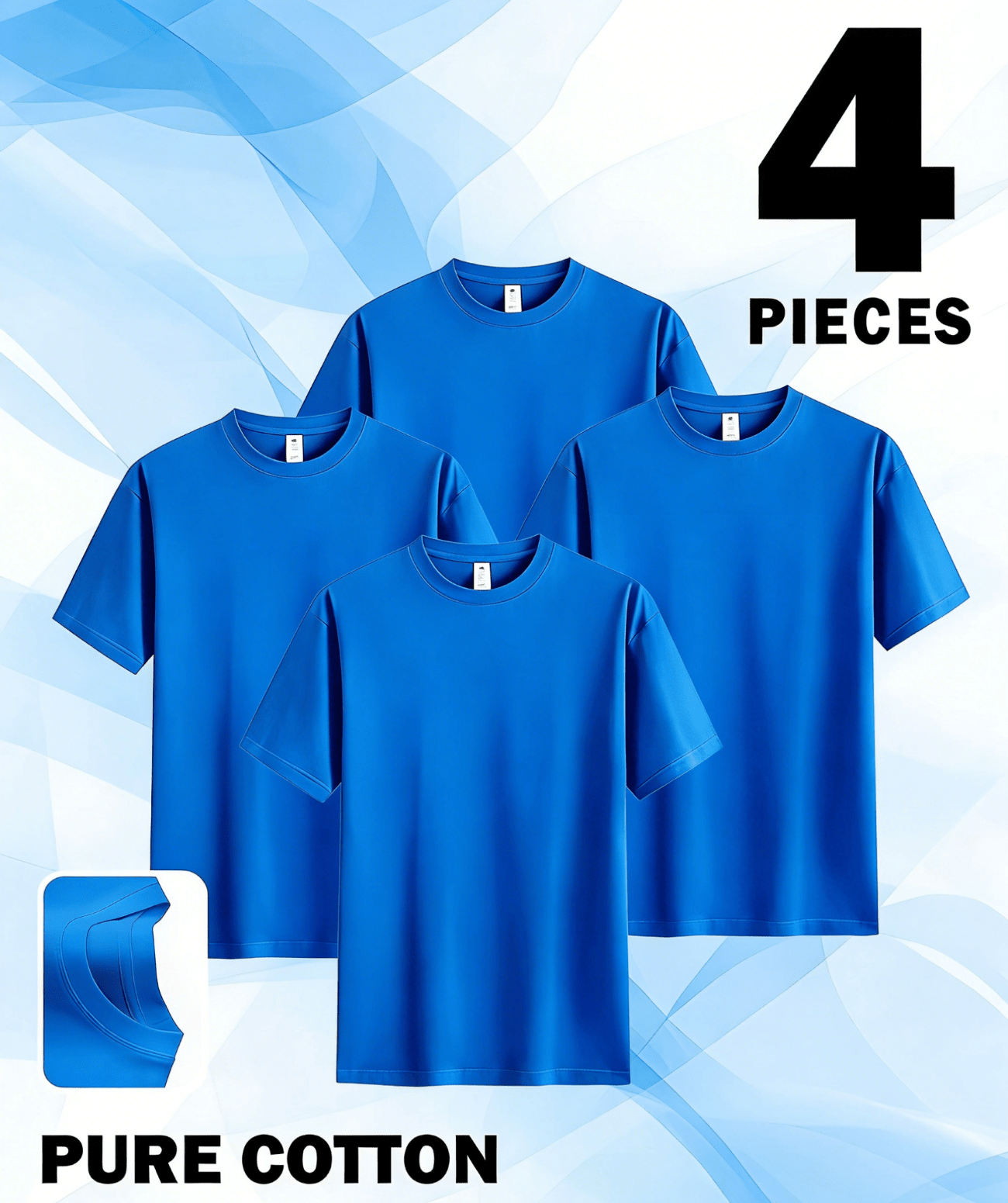 4 Pieces of Unisex Round Neck Cotton T-shirt Basic, Soft, Comfortable And Breathable, Essential for Sports Exercise And Fitness, Daily Casual Trend Wear, Suitable for Summer And Autumn, Local Warehouse Delivery