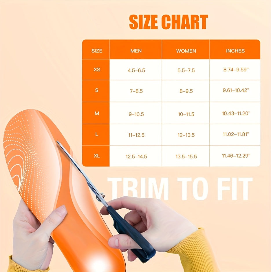 Robust Ergonomic Insoles with Arch Support Suitable for Both Men And Women, Made from Breathable And Durable PU Material. Designed for Heel Stability, These Insoles Are Ideal for Sneakers And Work Boots
