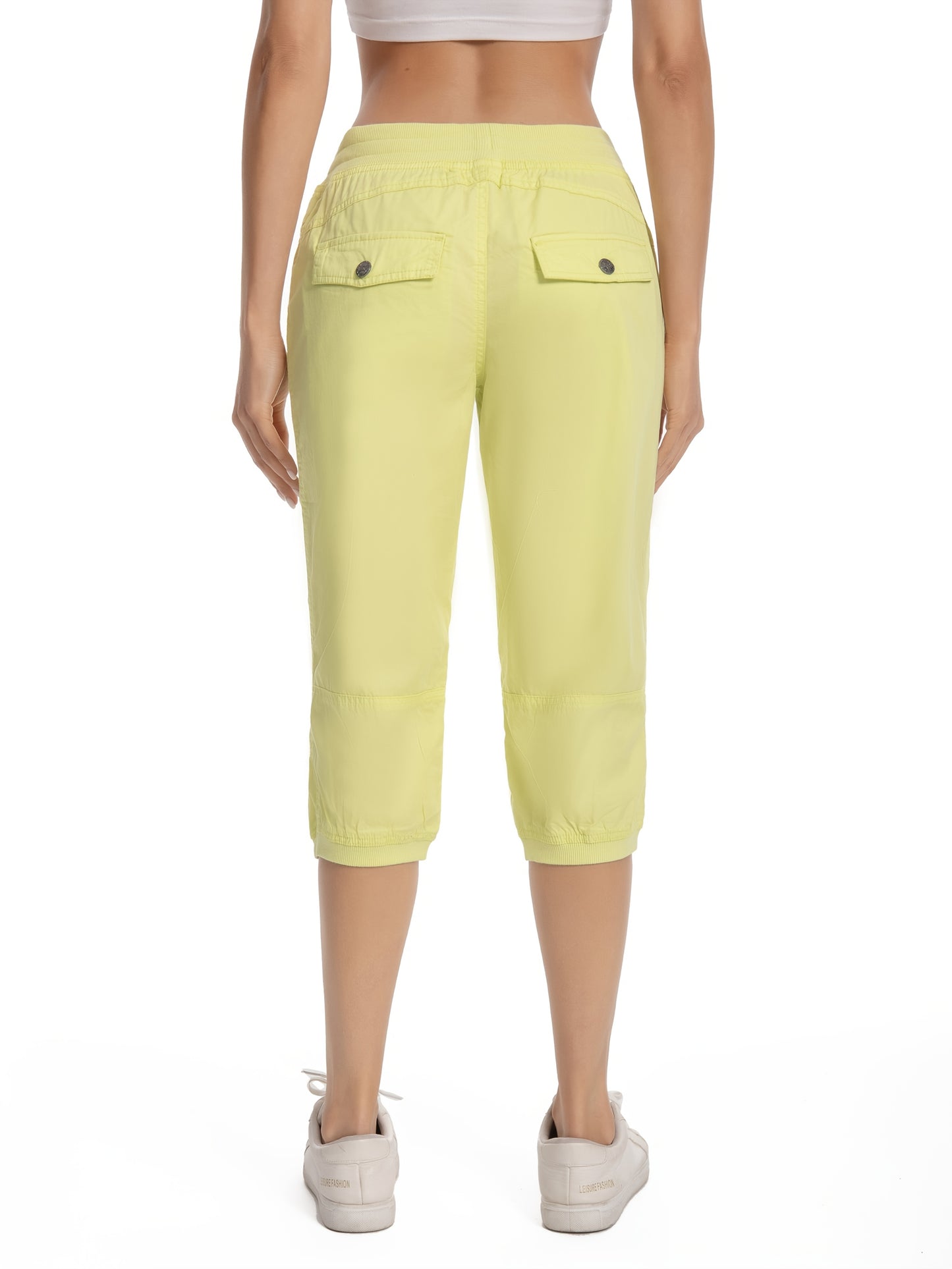 Women's Lightweight Cropped Jogger Pants, Casual Drawstring Capris with Pockets, Elastic Waist, Summer Lounge Pants