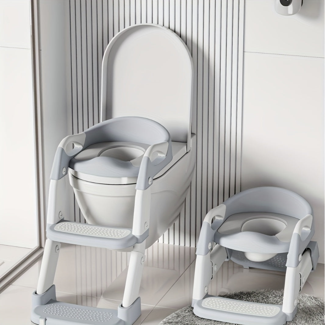 Potty Training Seat with Step Stool Ladder, Potty Training Toilet for Kids Boys Girls Toddlers - Comfortable Safe Potty Seat with Anti-Slip Pads Ladder Grey Green And Violet