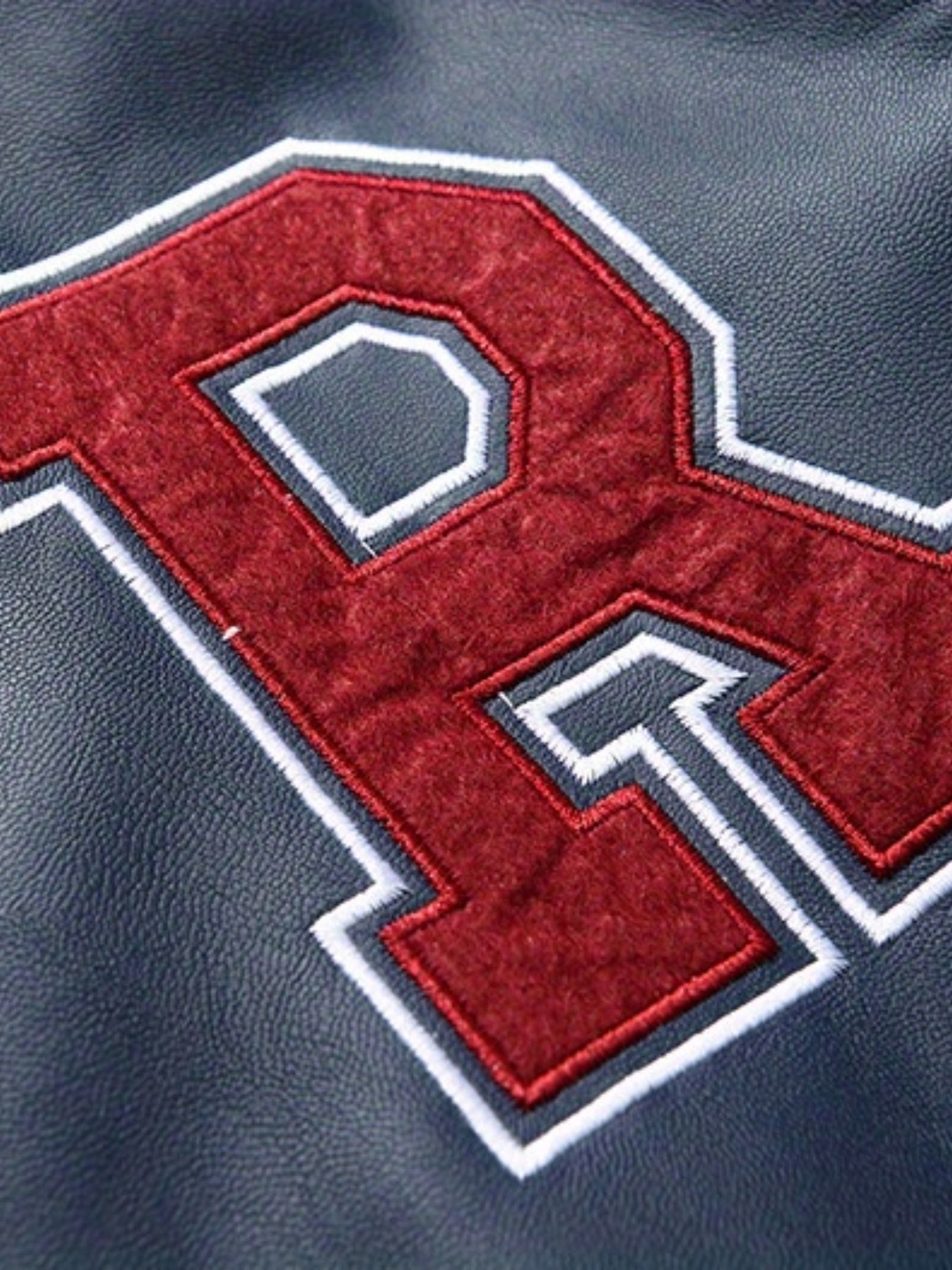Plus Size Men'S Letter "R" Print PU Jacket for Spring/Autumn, Oversized Punk Raglan Baseball Jacket for Big & Tall Males, Men'S Clothing