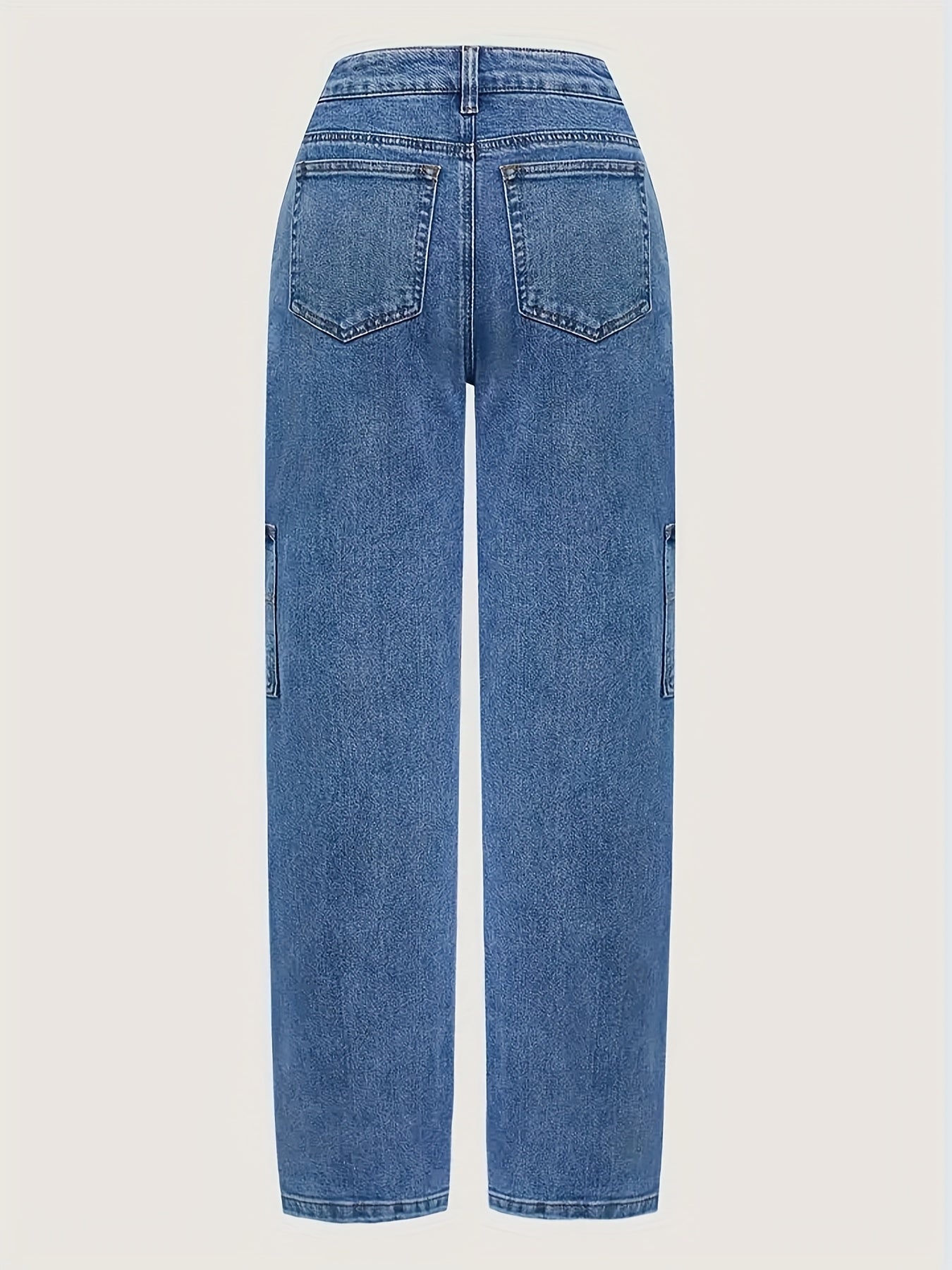 HME New Autumn/Winter Women's Stretch Flare Jeans, Heavy-Duty Washed Vintage Blue, Casual Versatile Pencil Pouch Style, Vintage Women's Denim Pants (No Top Accessories)