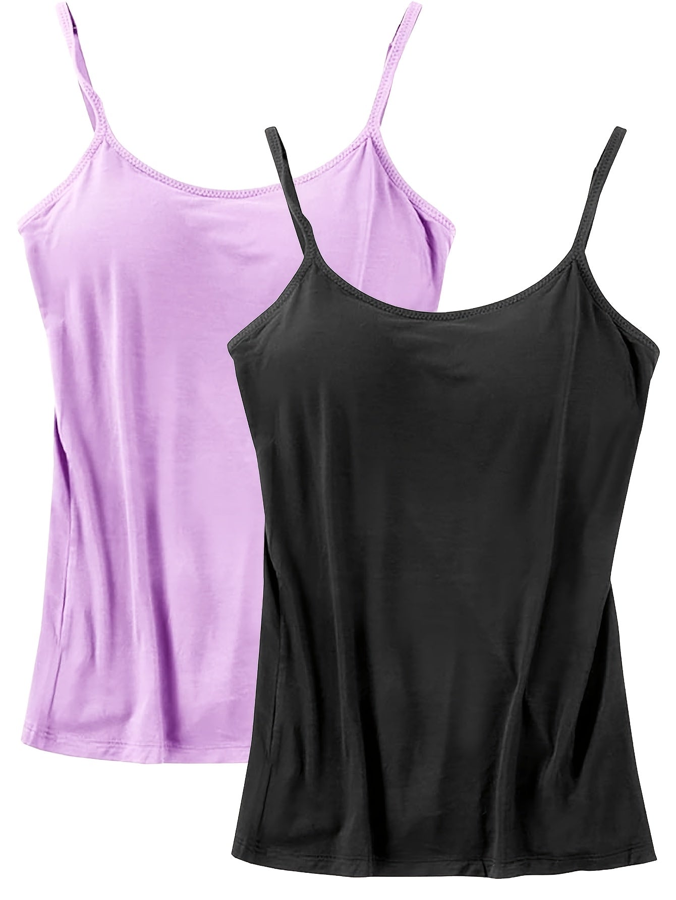 Ladies' Tank Top Featuring an Integrated Bra - Padded Camisole For, Highly Elastic Spaghetti Straps with Adjustable Breathable Straps Available in Sizes S to XL