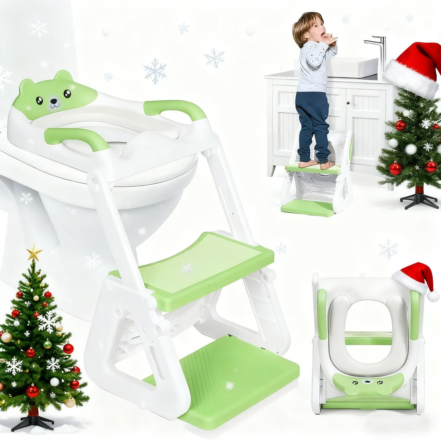2 In 1 Potty Training Toilet Seat with Step Stool for Toddlers Adjustable Height - product view 2