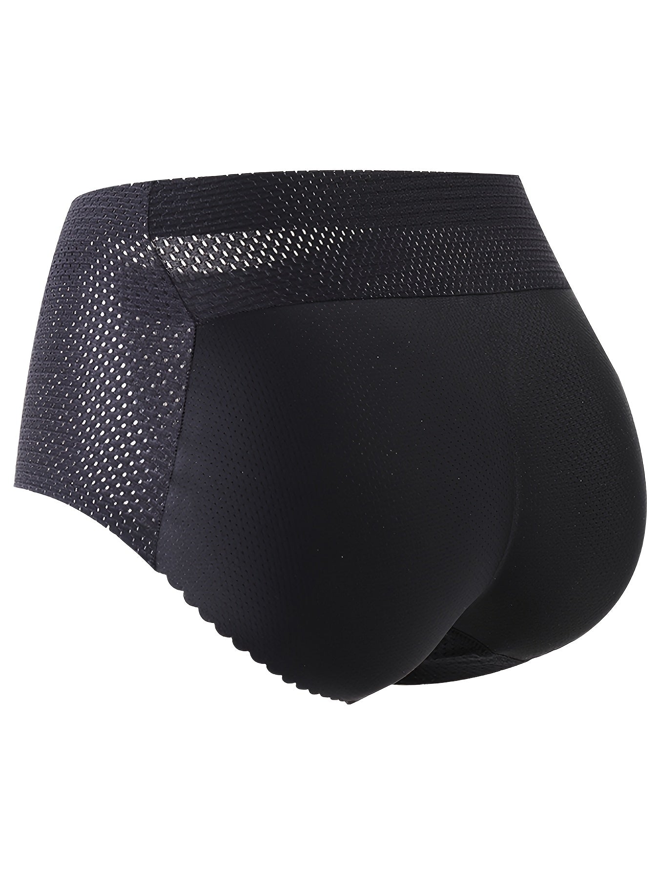 2pcs Solid Fake Butt Padded Seamless Shaping Panties with Scallop Trim, Comfy & Breathable Butt Lifting Panties, Women's Underwear & Shapewear