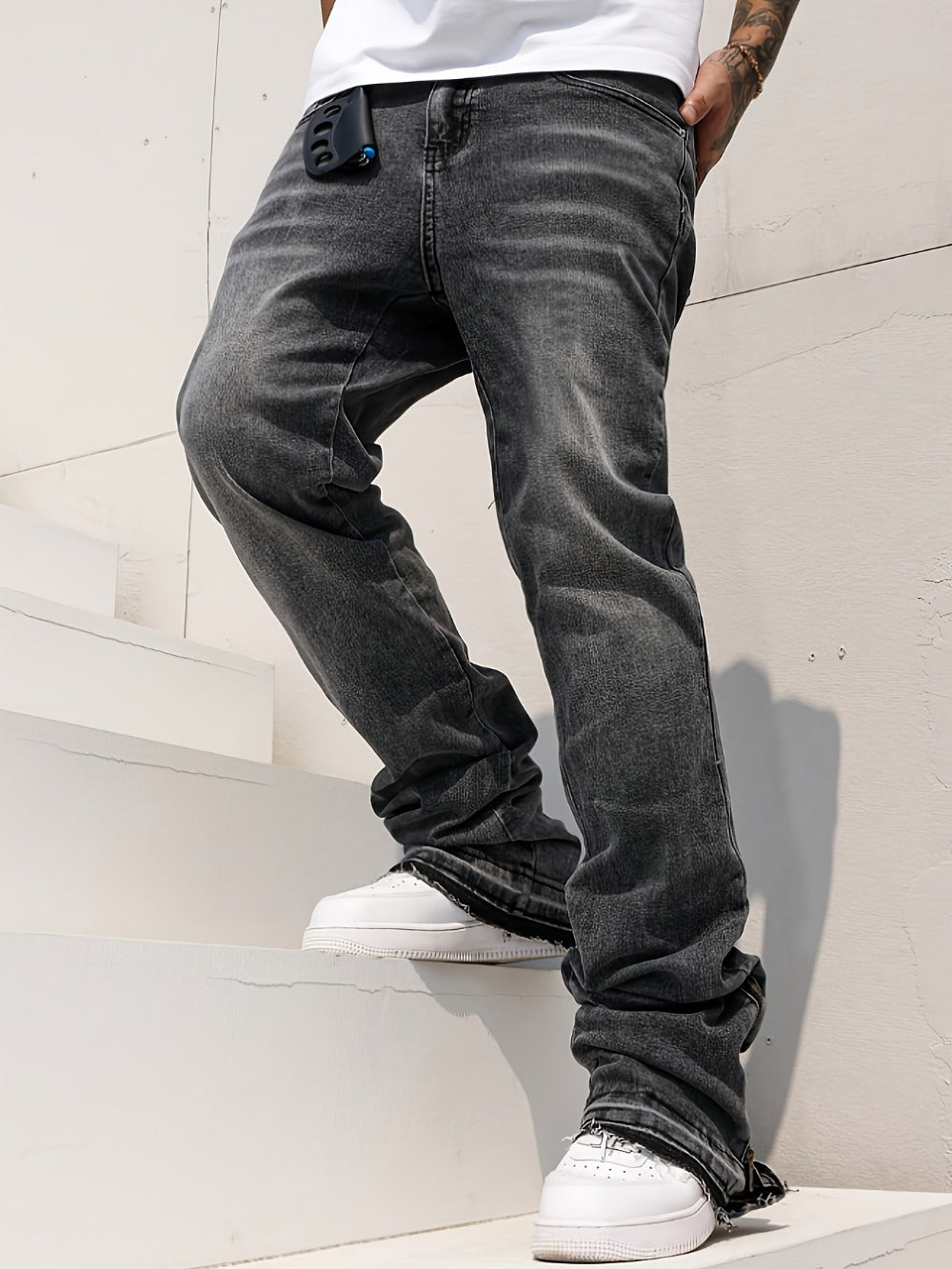 Men's Slim Fit Jeans - Black Denim Clean Finish