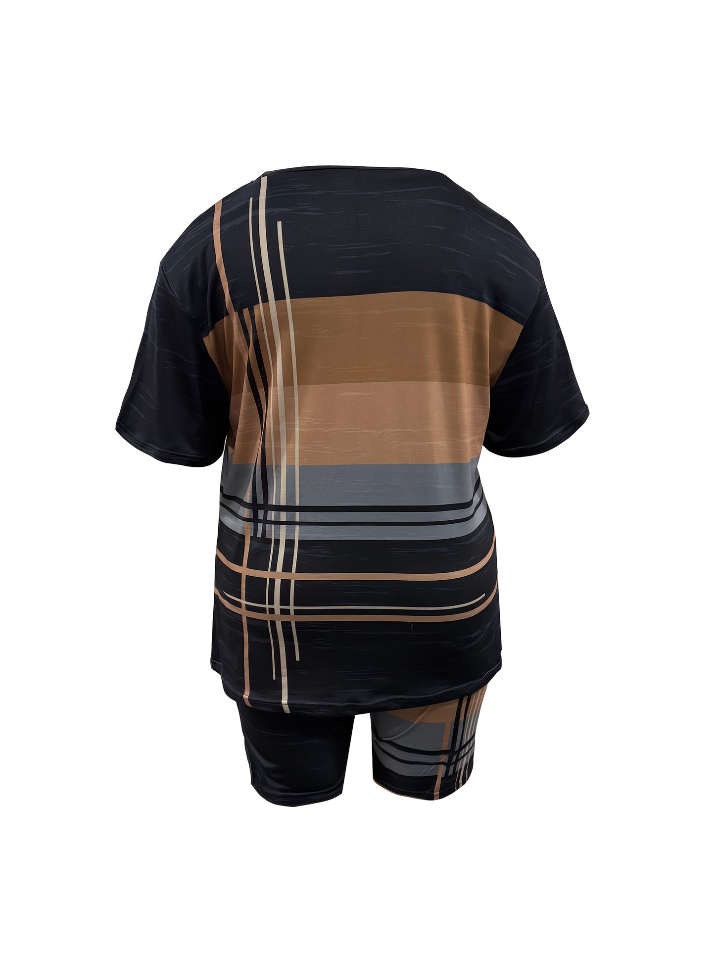 Deep Sky Blue Polyester Printed Striped Shorts - product view 15