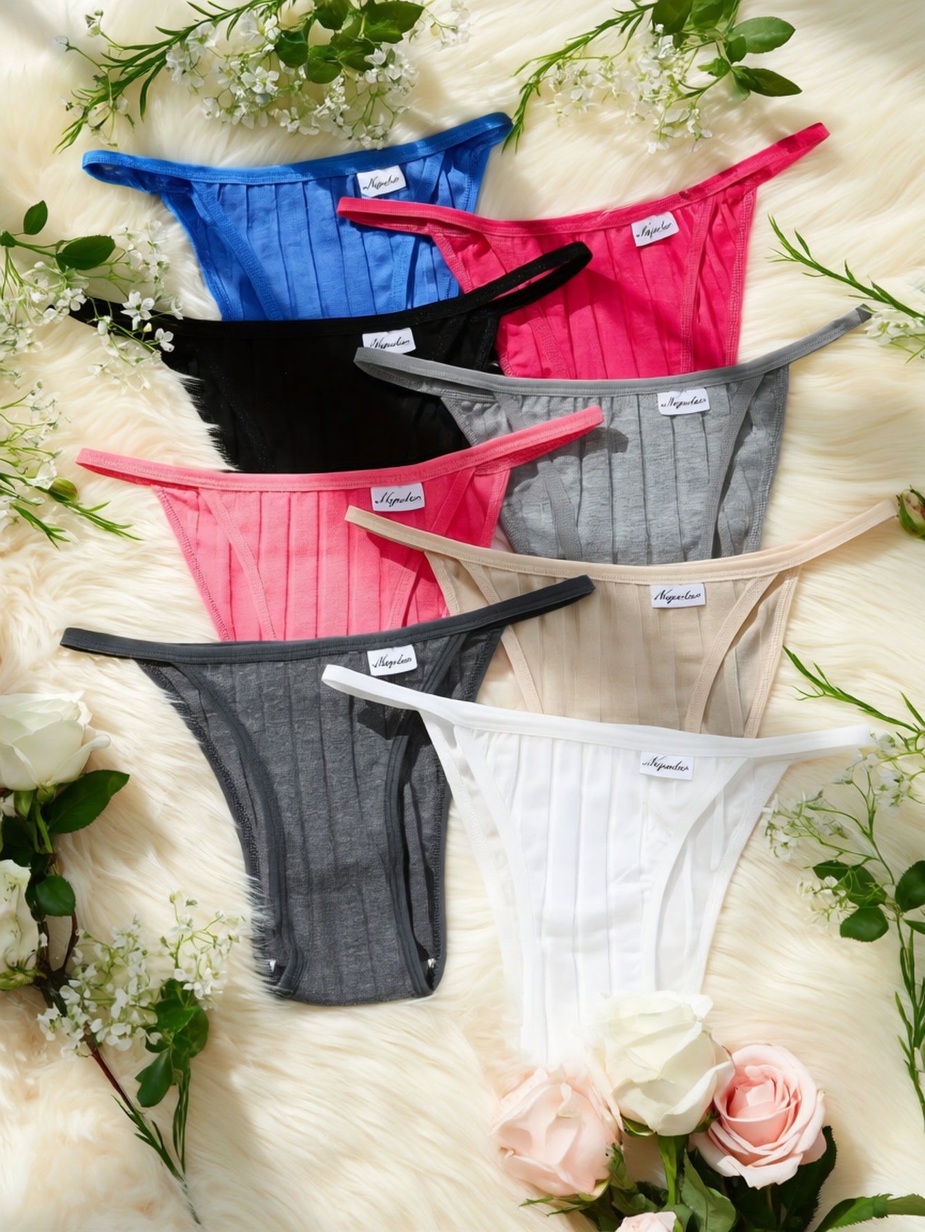 8pcs/Pack Women Briefs Simple Soild Color Elastic Thread Soft Comfortable Ladies Panty