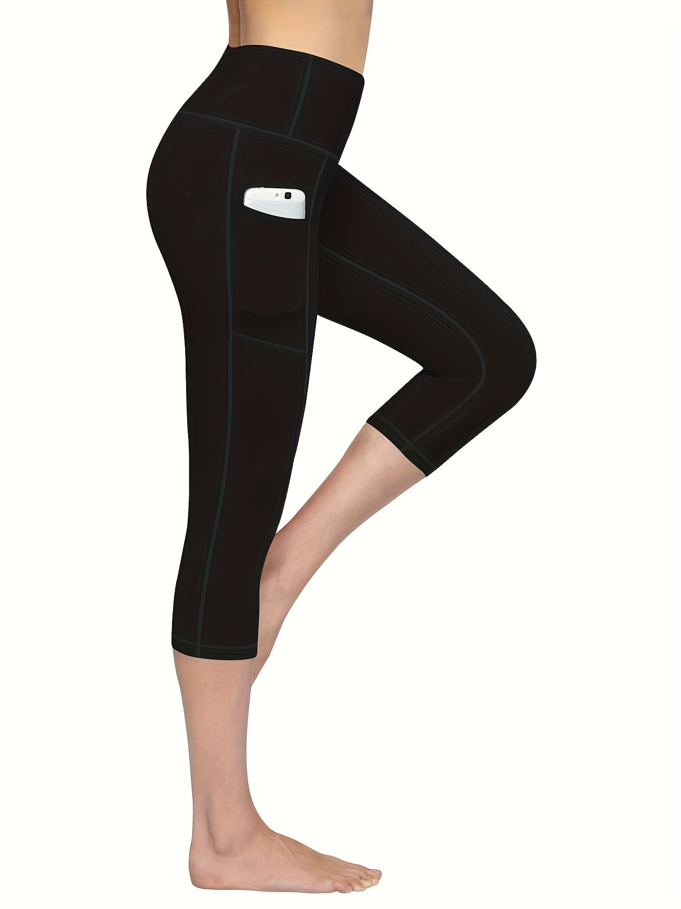 Women'S Capri Yoga Pants with Pockets Essential High-Waisted Leggings for Workout