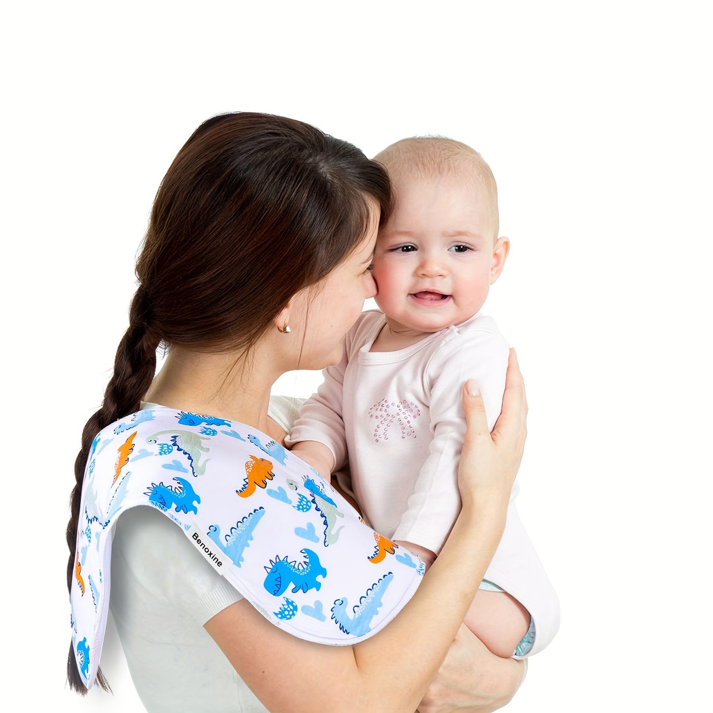 Set of 12 Large, Thick, And Super Absorbent Baby Burp Cloths with Snaps, Designed for Boys, Perfect for Managing Spit-Up