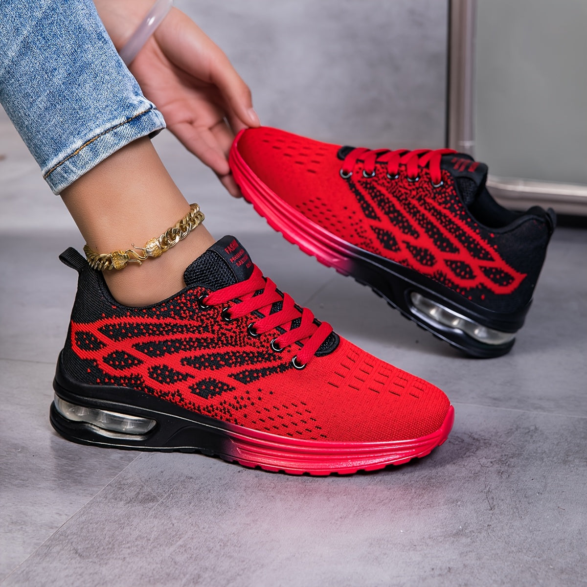 Women'S Shoes 2025 New Summer Air Cushion sneakers Women'S Black Red Mesh Surface Breathable Soft Sole Running Shoes Gradual Trend All Light Travel Walking Women'S Casual Shoes Large Size Tennis Jump Rope Thick Sole Dance Shoes