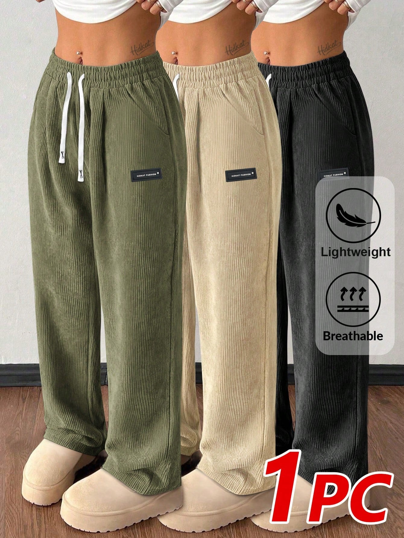 Women's Khaki Polyester Pants - product view 42