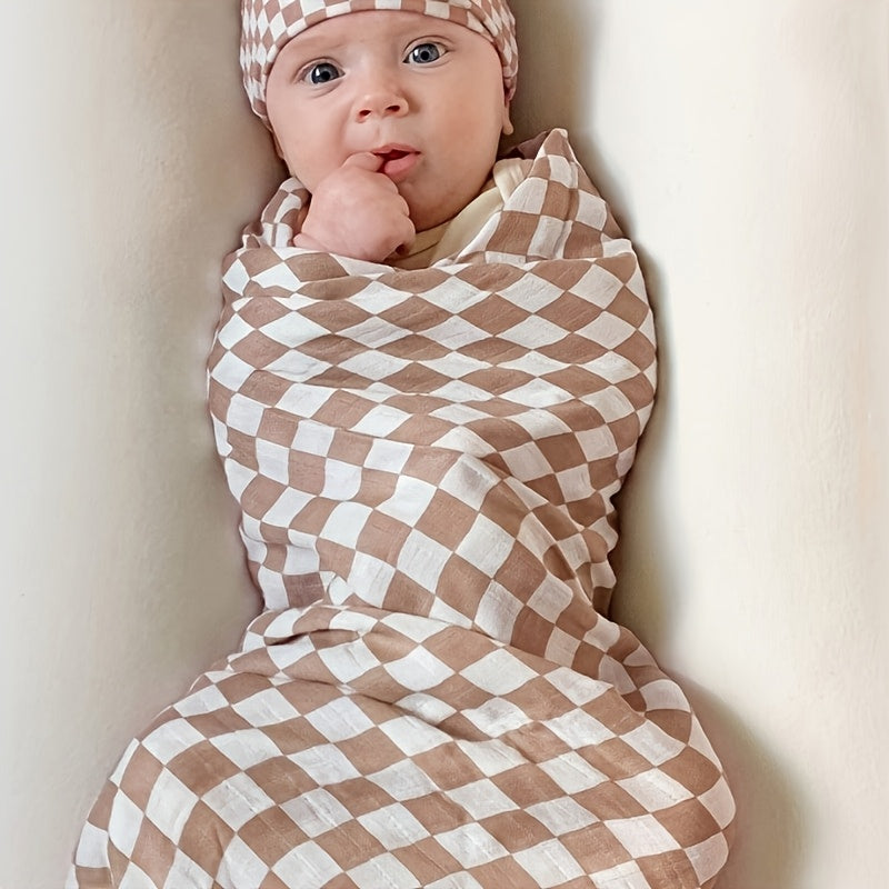 Ultra Soft Checkered Muslin Baby Blanket Pack of 2 Blankets for Babies And Toddlers Boys Newborn 40 X 40 Inches