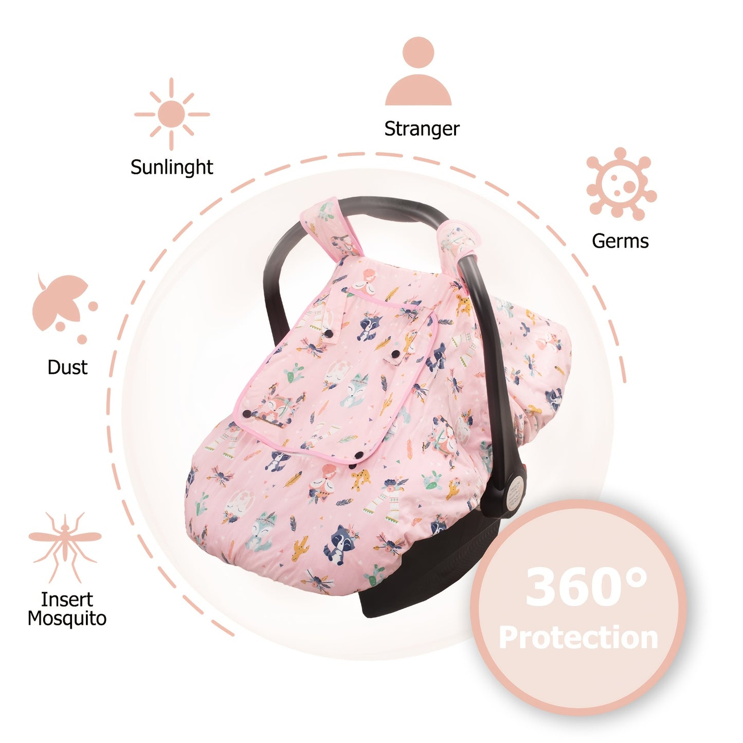 Beavtaens Car Seat Cover Baby, 3 In 1 Minky Baby Carseat Sover For Winter With Storage Bag