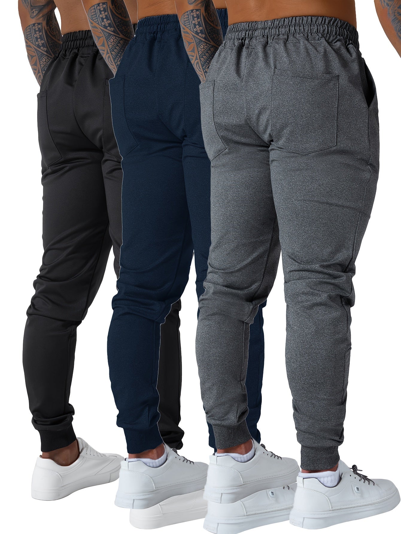 Set of 3 Men'S Athletic Joggers, Stylish Sweatpants for Sports