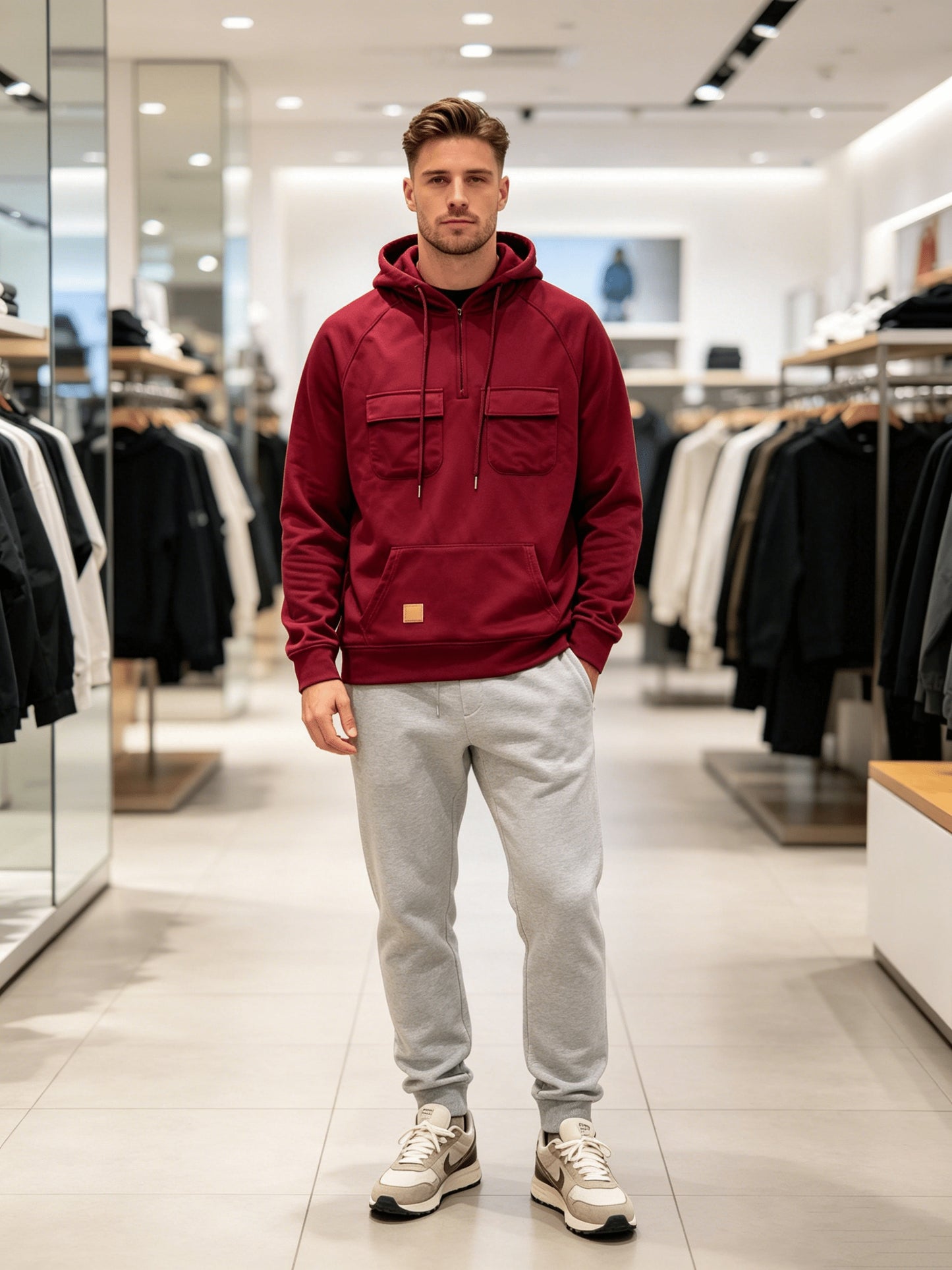 Men's Black Polyester Hoodie - product view 24