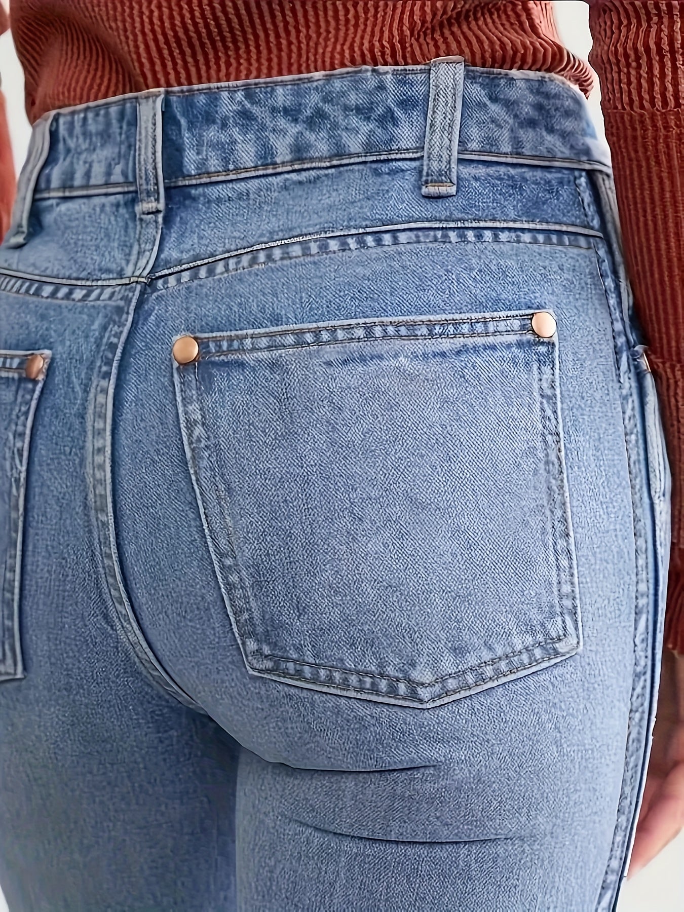 Women's Straight Jeans - Slim Fit, Elastic, Trendy, Sexy, Gorgeous, Elegant, Avant-garde, High-waisted Pantyhose, Suitable for Casual Wear In All Seasons - American Country Women's Classic Denim Wear