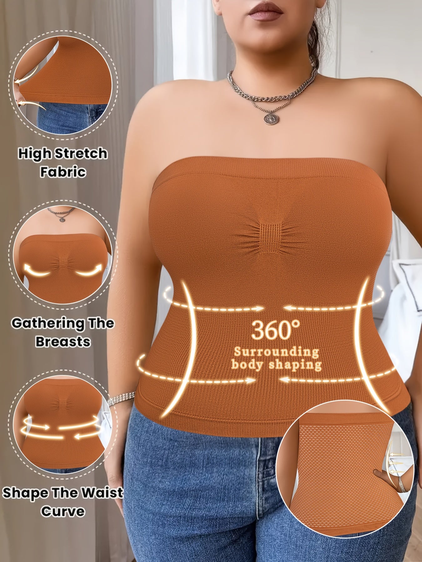 Plus-Size Tummy Control Bodysuit for Women - Comfortable, Breathable Shapewear