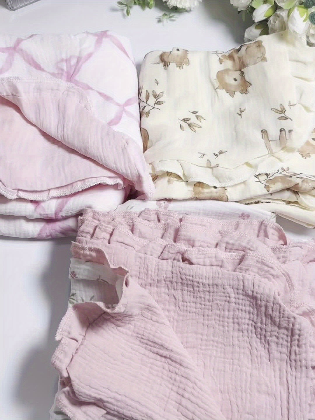 Flounce Muslin Baby Blankets, Cotton Blanket for Infants & Toddlers, Ultra-Soft Lightweight Blanket 40"x36"