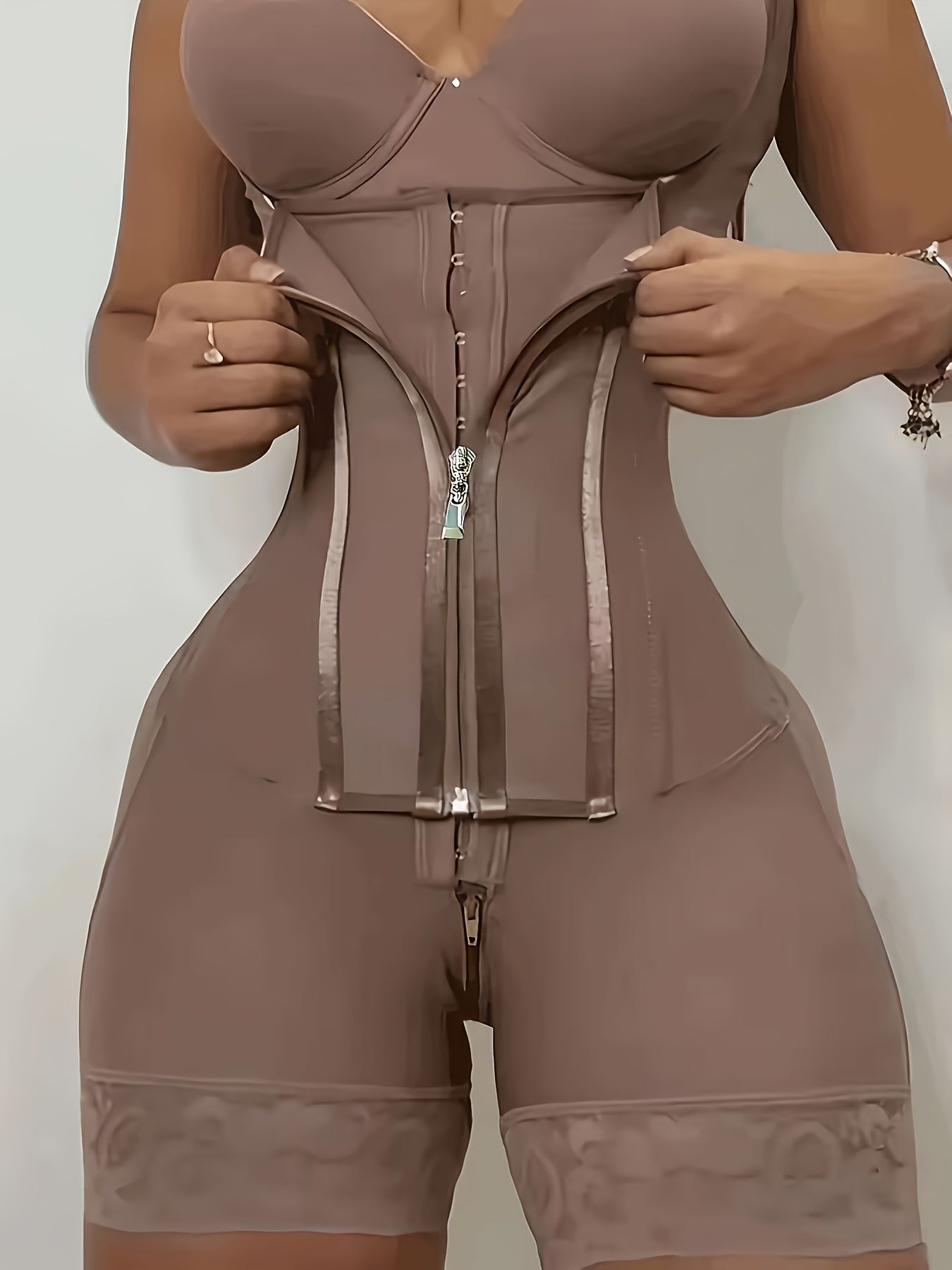 Women 2 in 1 Adjust Hooks Abdomen Trimmer Control Shapewear Bodysuit, High Compression Body Shaper, Hip Enhancer Shapewear