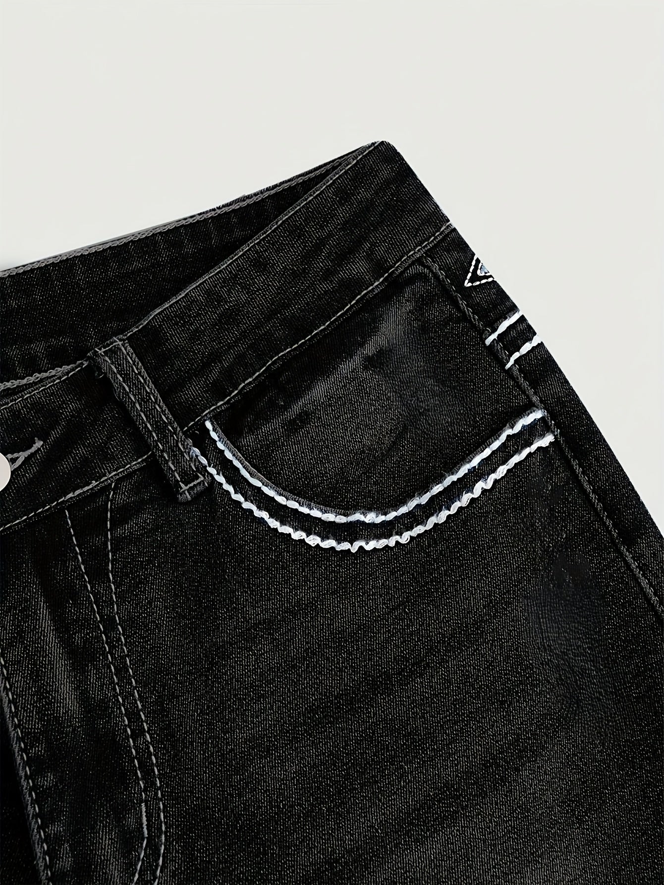 Women'S Vintage Stretch Flare Jeans - Cross Embroidery & Belt Loop Detailing, Slim Fit Elegant Denim for All-Season Wear