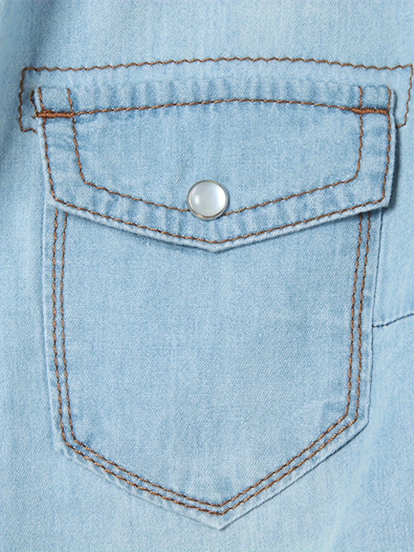 Tie Front Chambray Crop Top for Women Roll Up Three Quarter Sleeve Denim Shirt, Casual Lightweight Blouse for Summer Layering