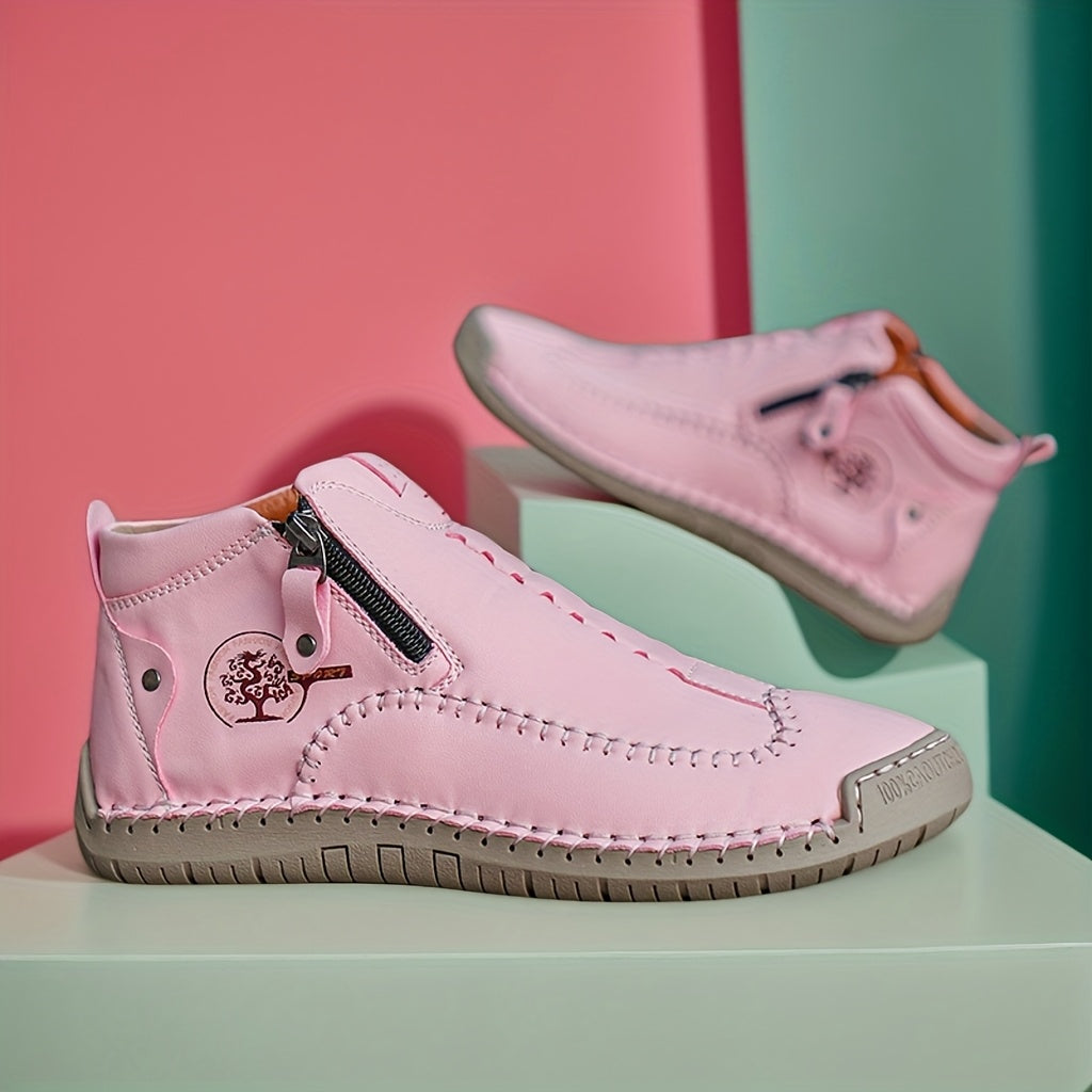 Women'S Hand-stitched Casual Shoes, Outdoor Sports Zipper Boots