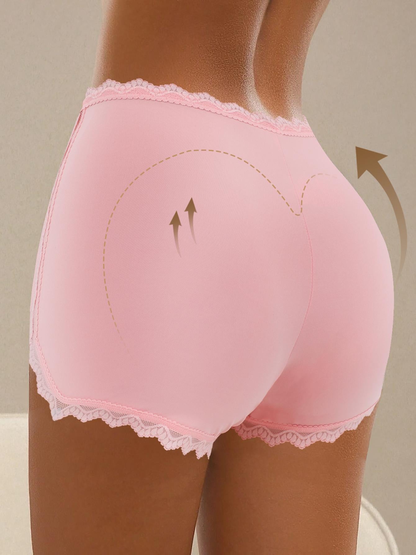 3pcs Women's Fashion Underwear, Lace Splicing, Skin-friendly and Breathable, Daily Home Office Boxer Briefs