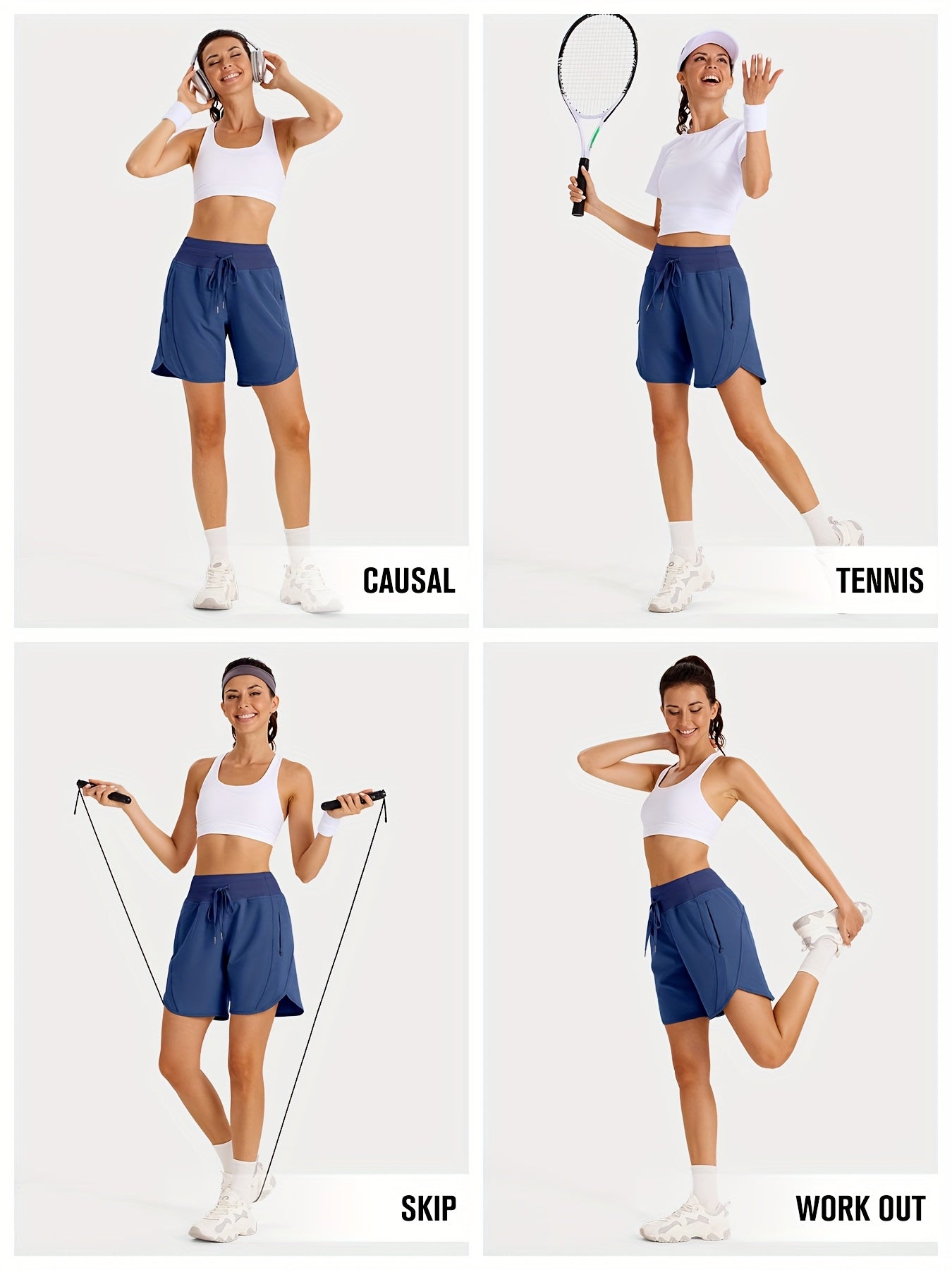 2-Pack Athletic Shorts for Women - Breathable Stretchy Quick-Dry Durable with Waistband for Running Gym Tennis Summer Running Short