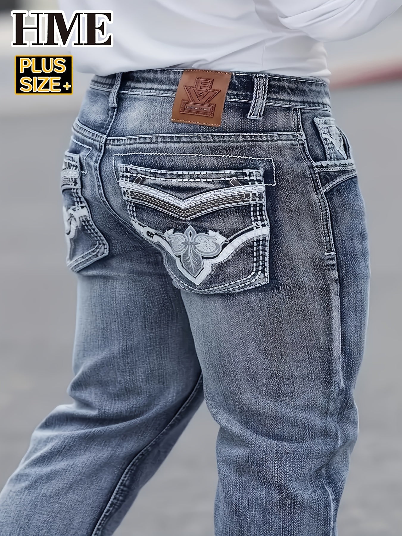 Larger Size Men's Jeans XL-6XL Business Casual Versatile Slim Straight Pants Classic Retro Style High Waist And Big Stretch Trendy And Comfortable Outdoor Travel Trousers Extra Large Size, PLUS SIZE