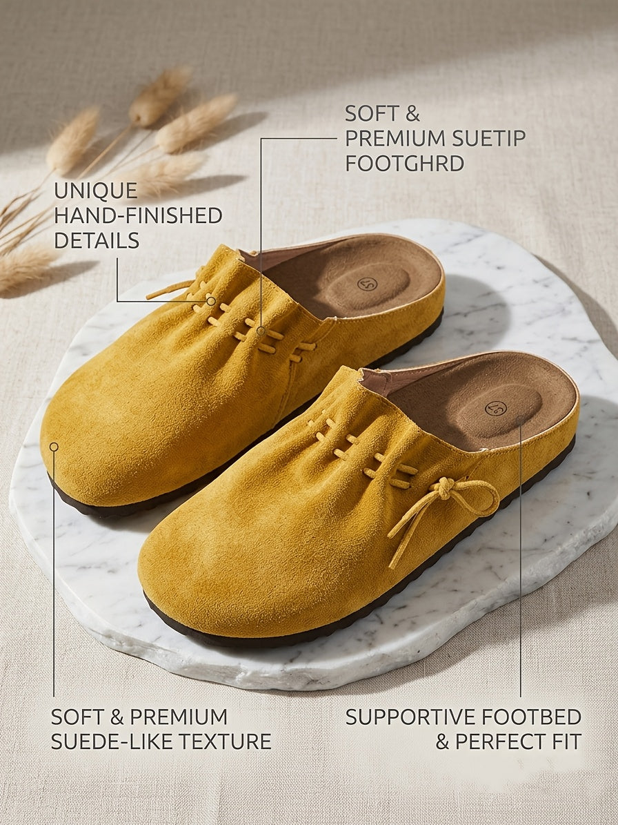 2026 New Arrival Yellow Mules Slip On Shoes - Soft Ruched Upper with Adjustable Drawstring Tie Comfortable Slip-On All Day Comfort Wear Perfect Everyday Casual Summer Vacation - Fast Local Warehouse Shipping, Women Shoes