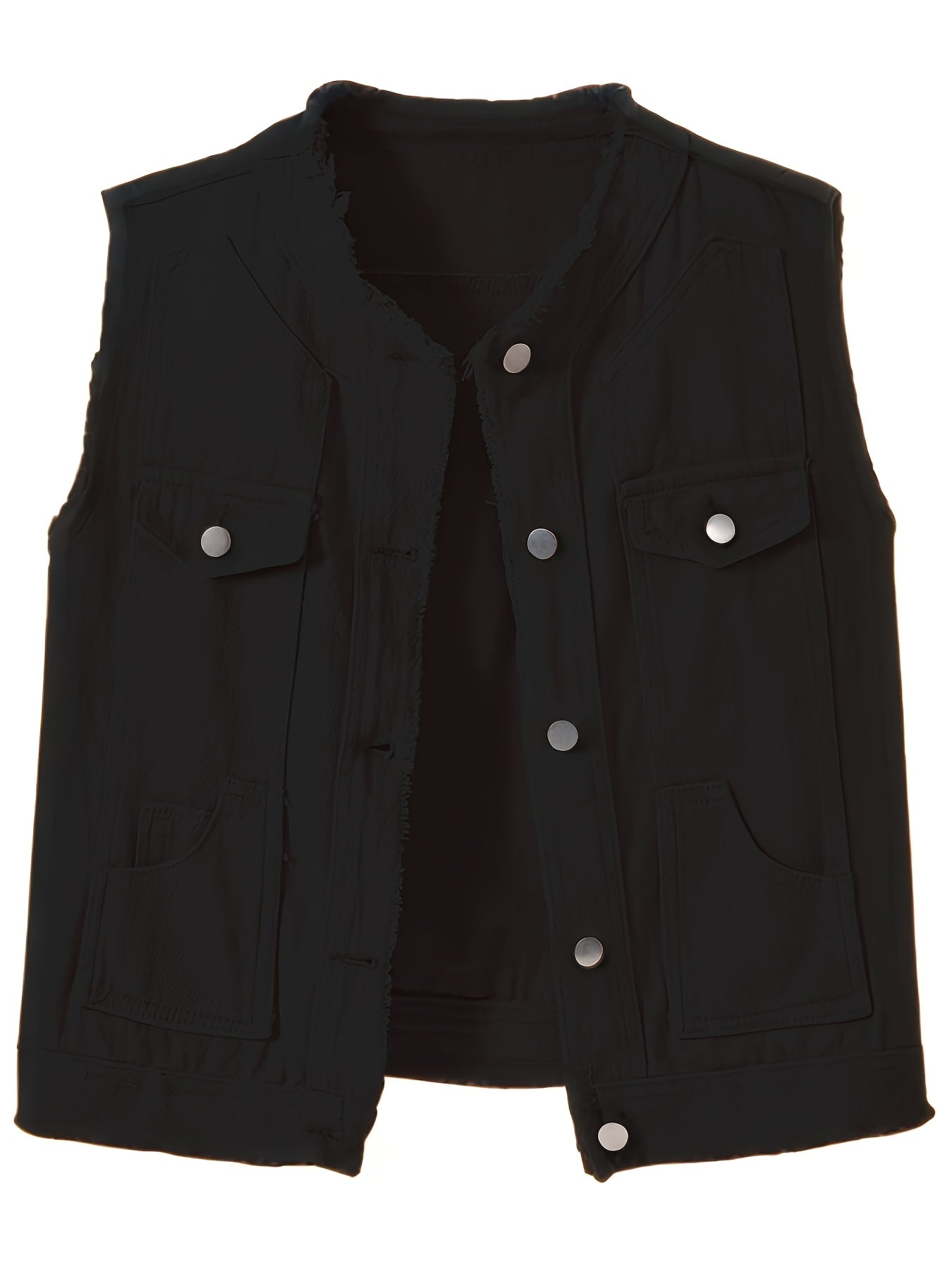 Women's Candy Color Sleeveless Denim Vest Button Jean Waistcoat Collarless Jacket Tassel Design Vest for Women