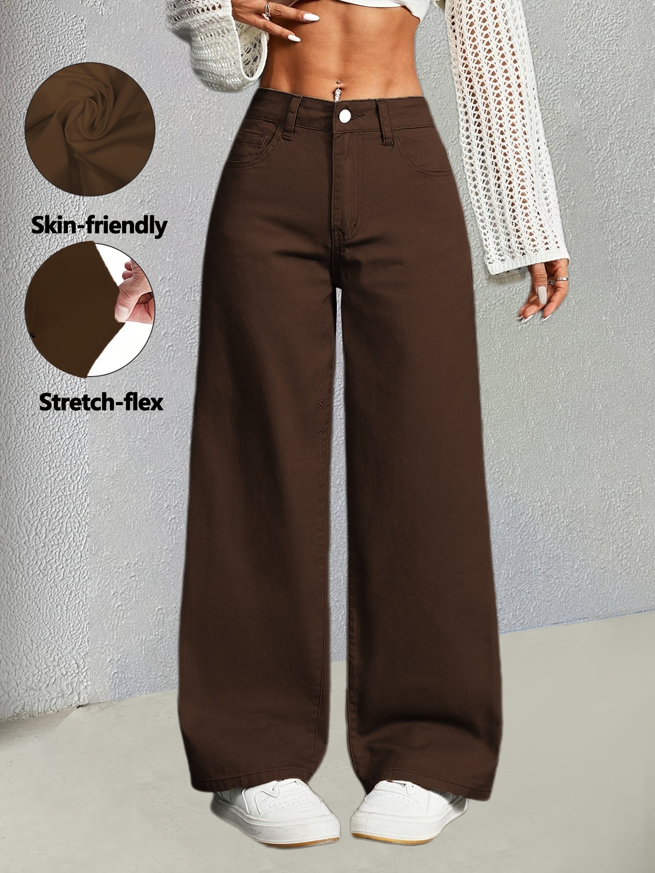 Women's Coffee Brown Denim High-Waist Jeans - product view 6