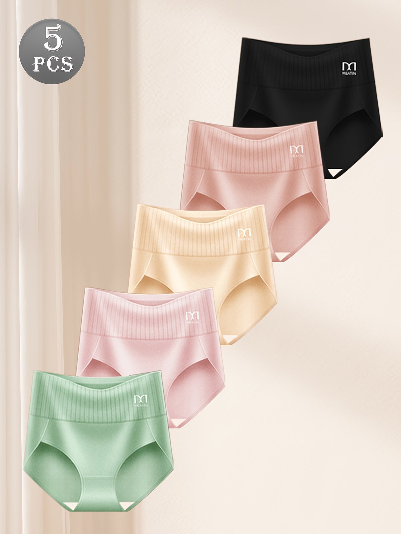 5pcs Of High-Waist Ladies' Briefs- Breathable, Soft, Elastic Comfort With High-Rise Thigh Design- For Female College Students Back To School- Perfect Blend Of Fashion And Function For Women