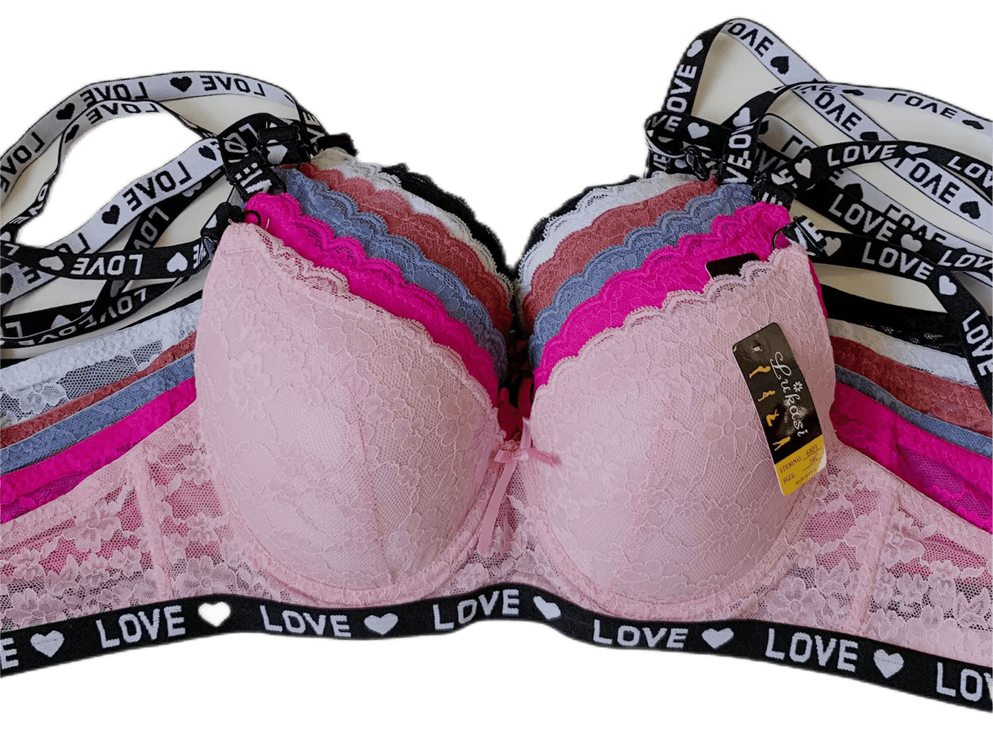 6 Pack Women's Random Assortment Print Lace Floral Bras with Underwire Everyday Push Up Bras for Women Sizes 30A Thru 42D