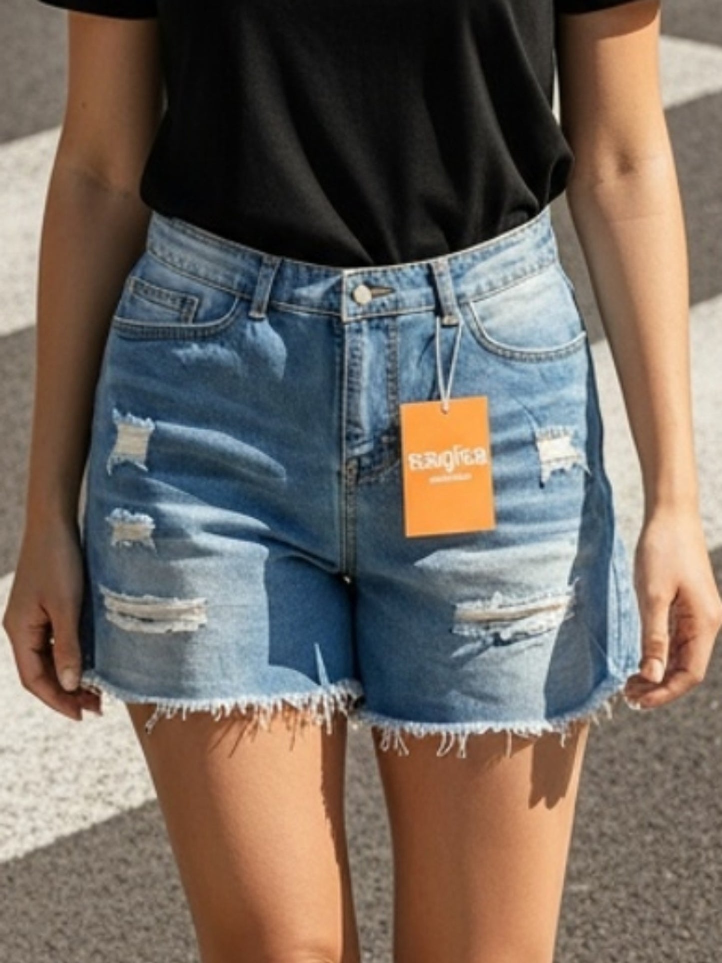 Distressed Fringe Denim Shorts Women'S - High Stretch Retro Summer Shorts with Raw Hem, Fashion Ripped Casual Bottoms for Trendy Outfits
