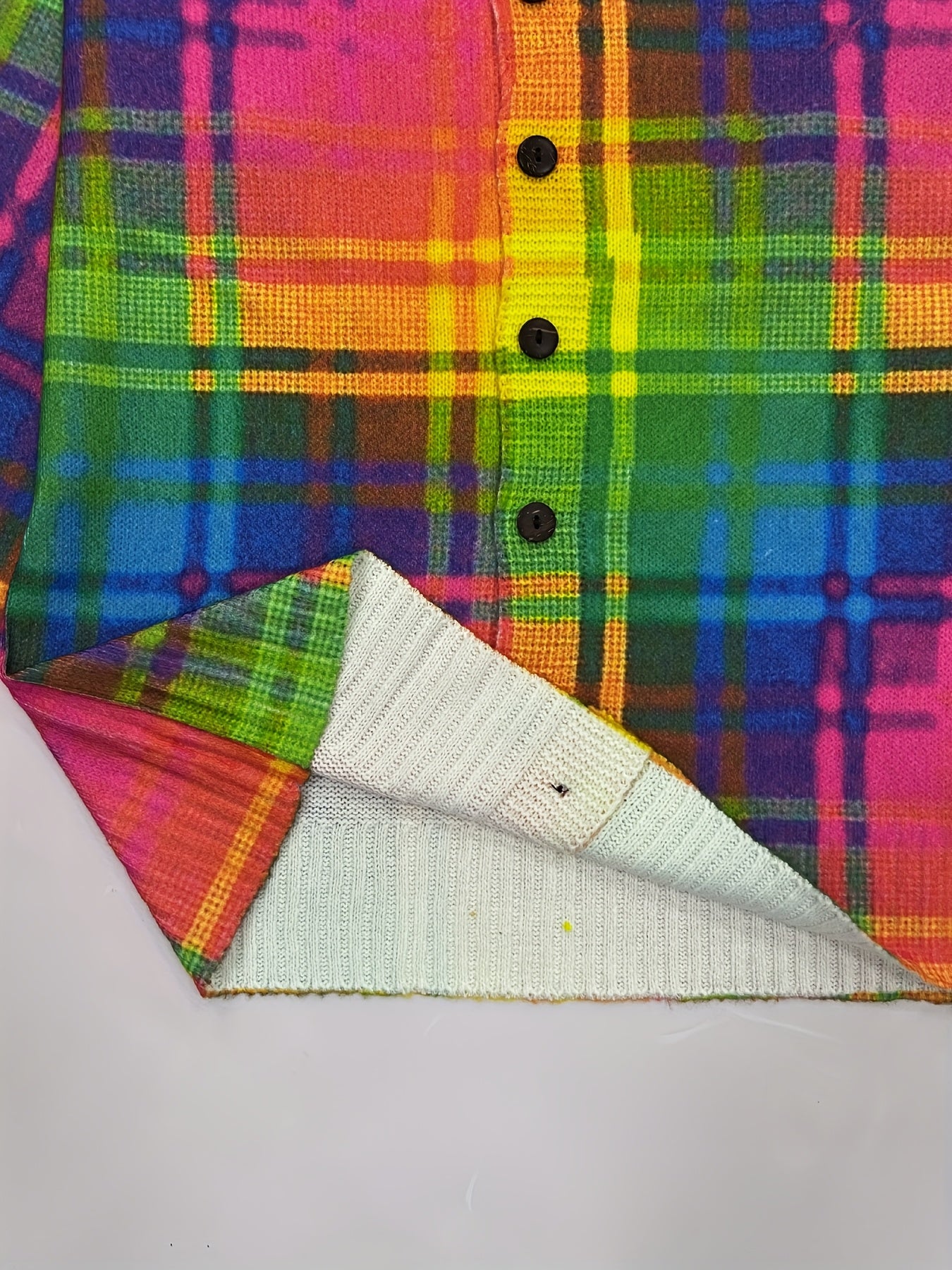 Women's 3D Print Colorful Plaid Cardigan - Long Sleeve Open Front Button-Up with Pockets, Soft All-Season Sweater for Casual & Formal Outfits, Office Wear, Elegant Outerwear, Durable Knitwear