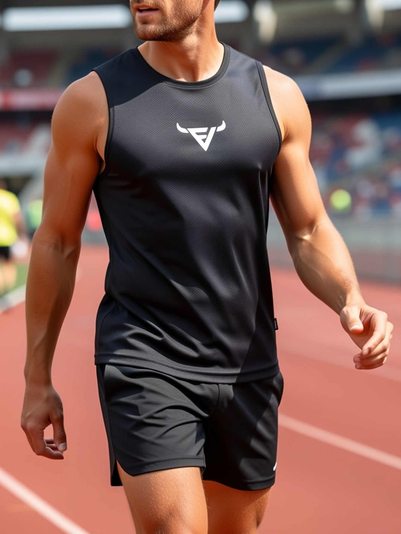 4pcs Men's Bull Head Print Breathable Polyester Sleeveless Shirt - Moisture-Wicking Athletic Tank Top Suitable for Gym, Running, Training, Outdoor & Casual Wear, Lightweight Shirt for - Workout Apparel (Machine Washable)