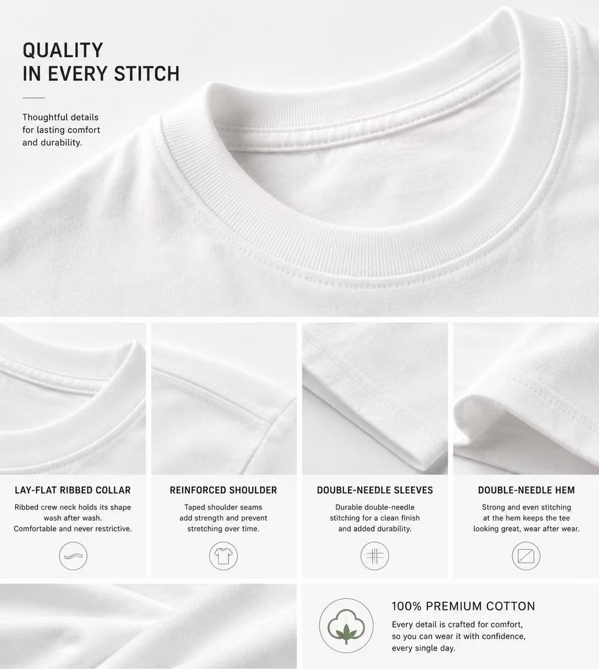 5 Pack Mens Cotton Crew Neck Regular T-Shirts Bulk Short Sleeve Lightweight Tees White Colors