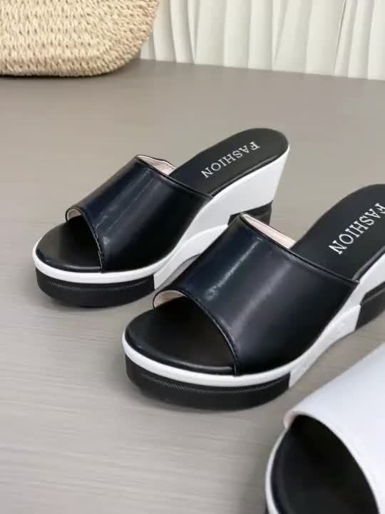 2026 New Sandals for Women - Chic White Black Thick Sole Wedge Slides, Open Toe Slip-On Holiday Platform Sandals, Best Stocking Stuffer Gift for Mom Wife Teacher, Local Warehouse, Women Shoes
