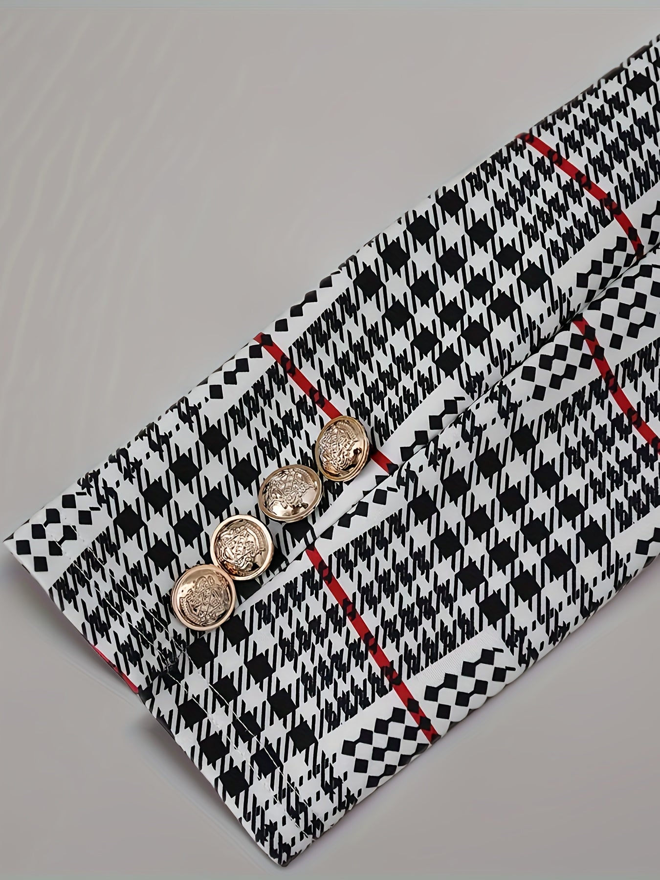Plaid Pattern Button Elegant Skirt Set, Lapel Collar Long Sleeve Blazer & High Waist Skirt Outfits for Spring & Fall, Women's Clothing