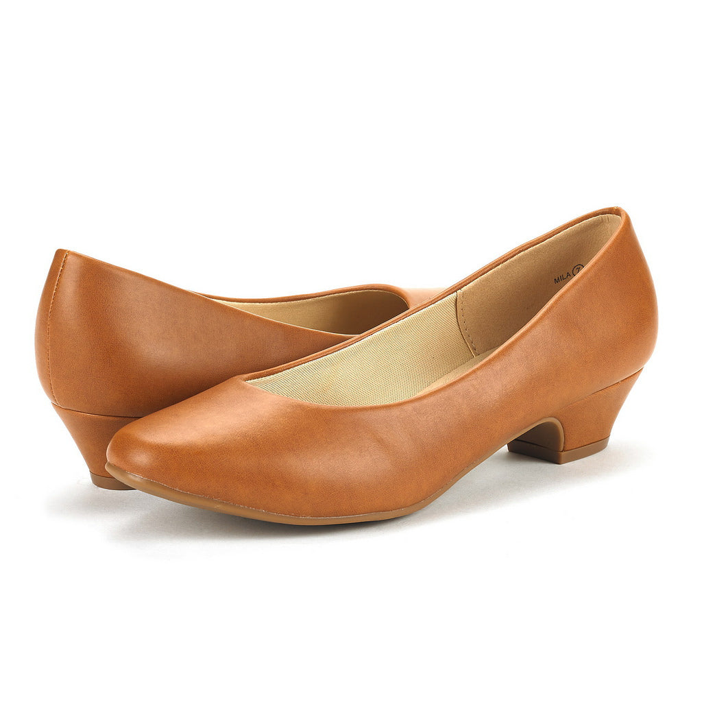 Women' Classic Mila Pumps Comfort Low Chunky Heel Pump Shoes Dress Shoes