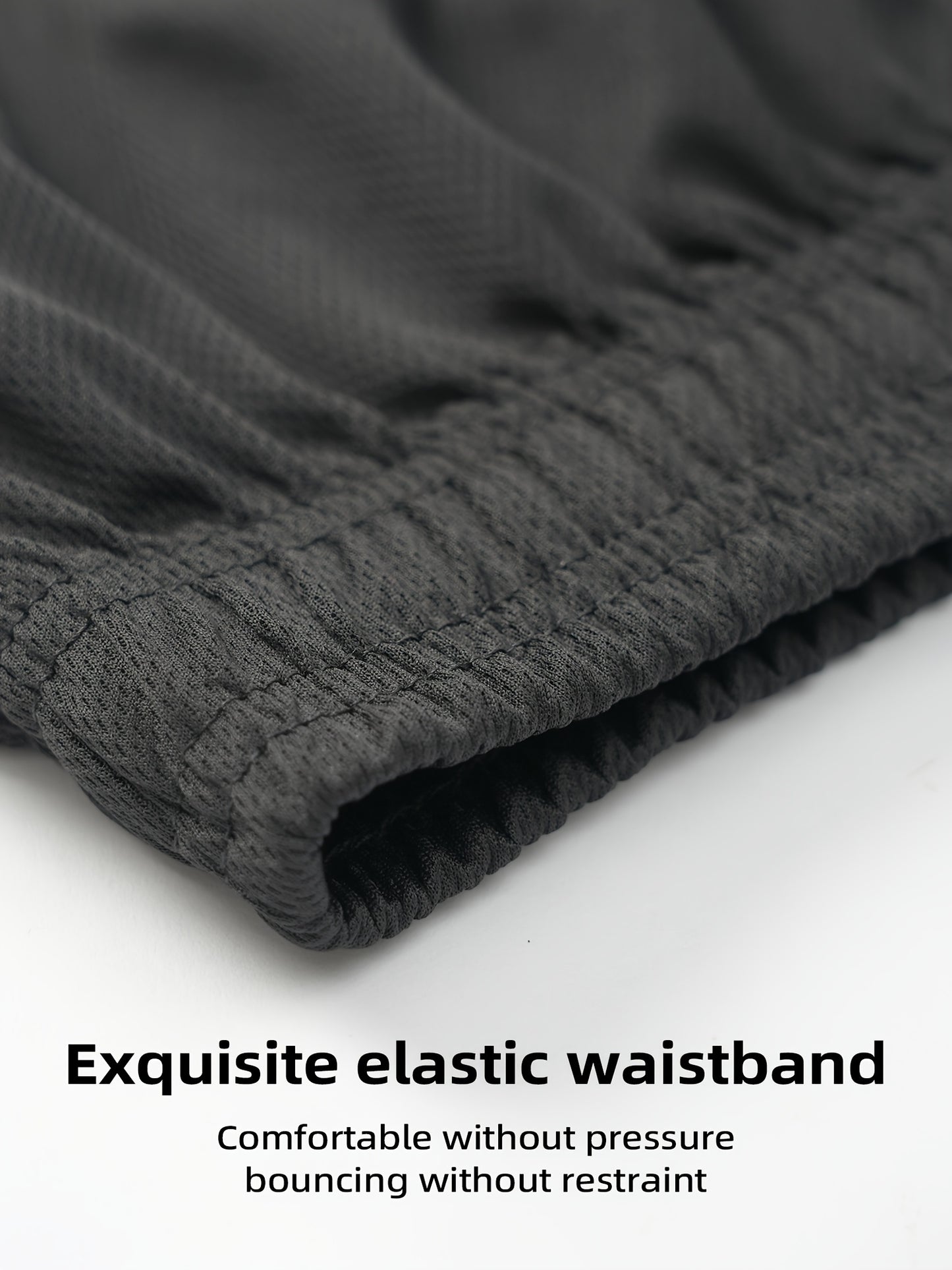 5pcs Men'S Solid Quick Drying Mesh Shorts, Casual Slightly Stretch Elastic Waist Drawstring Shorts for Summer Gym Workout Training