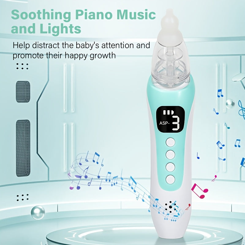 Portable USB Rechargeable Nasal Cleansing Device with 3 Suction Levels, 3 Replaceable Nozzles, and Music Playback Function - The Perfect Gift for Home Use