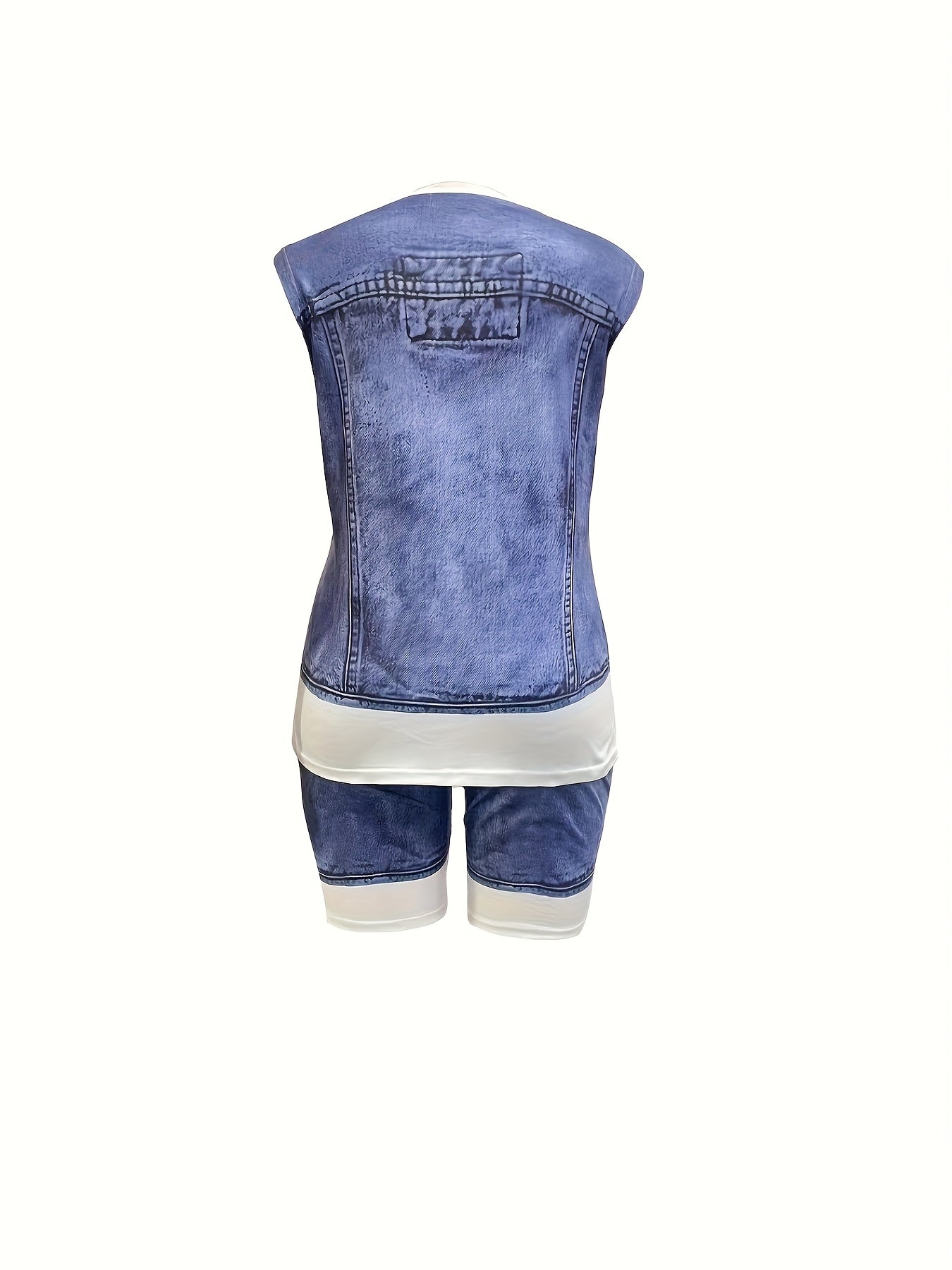 Women's Black Denim Printed Sleeveless Pants - product view 12
